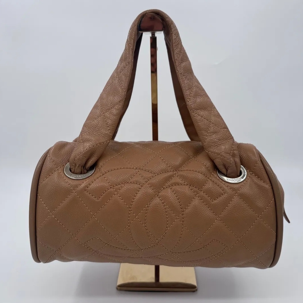 Caviar Quilted CC Timeless Bowler Beige